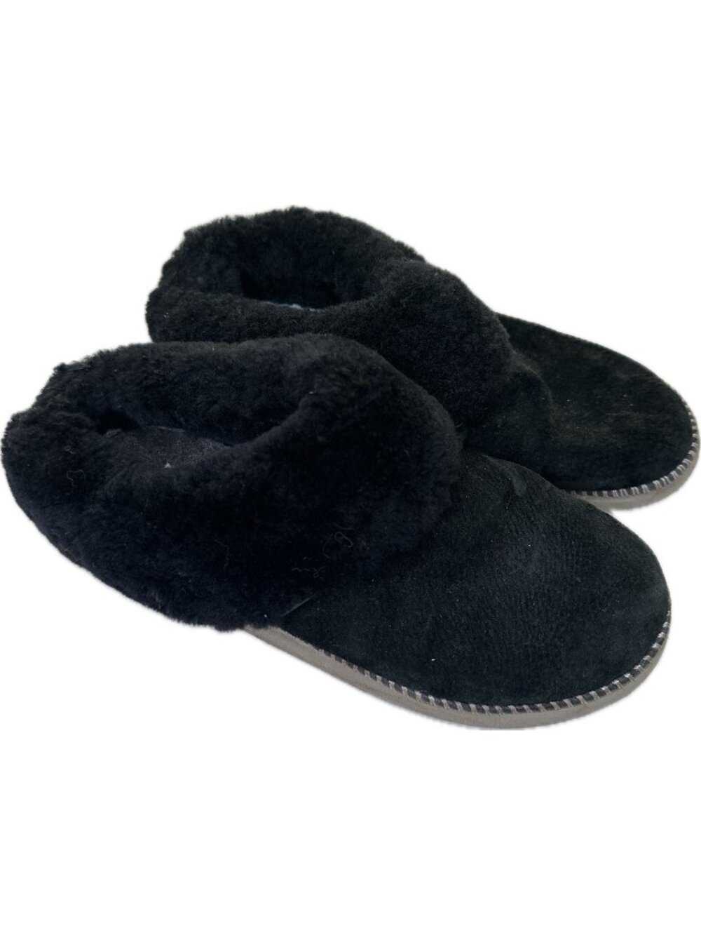 Olukai Ku'i Slippers - Women's Shearling Ankle Black Slip On Leather 9